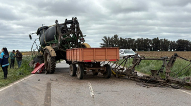 Volcaron un camión y una pulverizadora en la Ruta 228